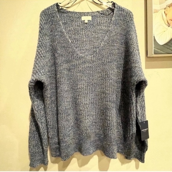 Lucky brand Blue V Neck oversized Sweater s L - Picture 1 of 5